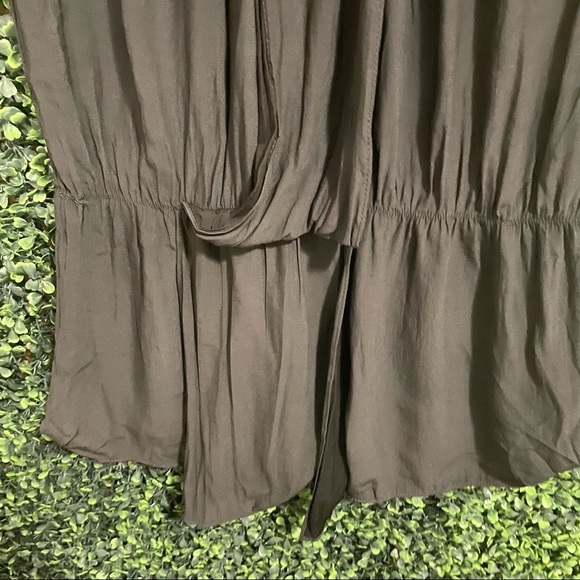 Zara Basic Black Ruched Gathered Sheer Blouse - Picture 3 of 5